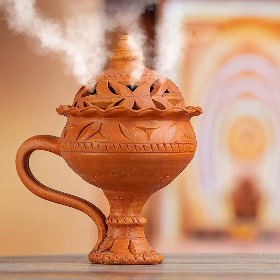 Terracotta lantern closeup